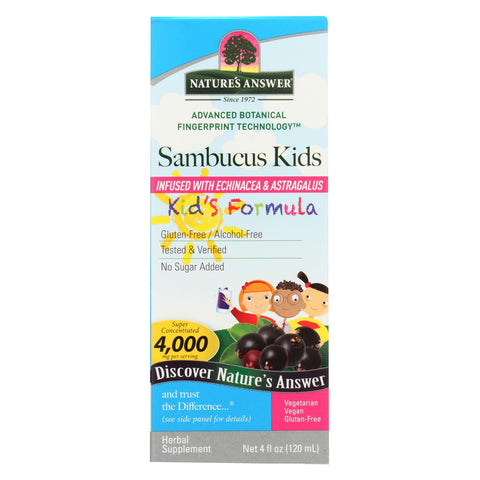 Nature's Answer - Sambucus Nigra Black Elder Berry Extract Kids Formula - 4 Fl Oz