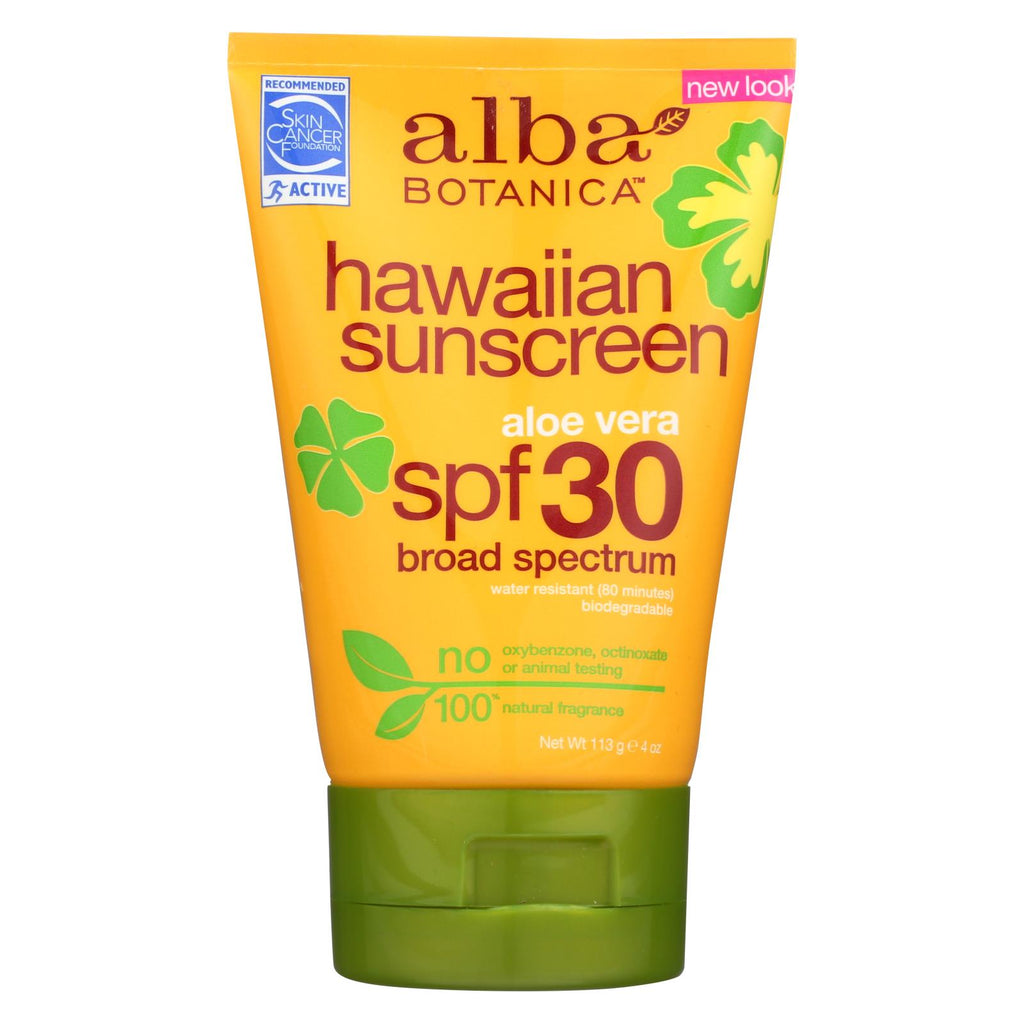 Alba Botanica - Hawaiian Aloe Vera Natural Sunblock Spf 30 - 4 Fl Oz