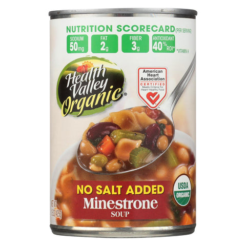 Health Valley Organic Soup - Minestrone, No Salt Added - Case Of 6 - 15 Oz.