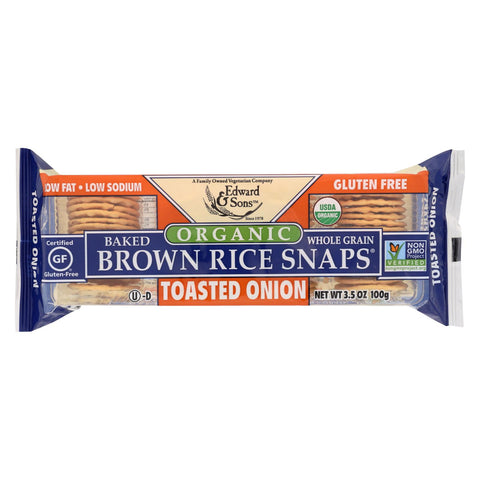 Edward And Sons Brown Rice Snaps - Toasted Onion - Case Of 12 - 3.5 Oz.