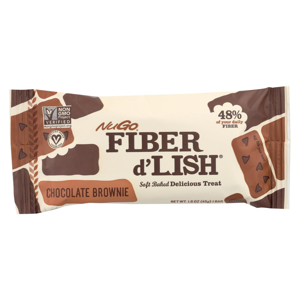 Nugo Nutrition Bar - Fiber Dlish - Chocolate Brownie - 1.6 Oz Bars - Case Of 16