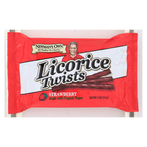 Newman's Own Organics Sour Licorice Twists - Strawberry - Case Of 15 - 5 Oz.