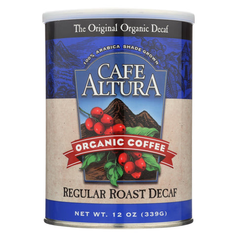 Cafe Altura - Organic Regular Roast Ground Coffee - Decaf - Case Of 6 - 12 Oz