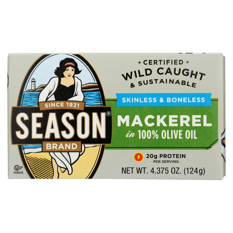 Season Brand Mackerels - Fillets - In Olive Oil - 4.375 Oz - Case Of 12