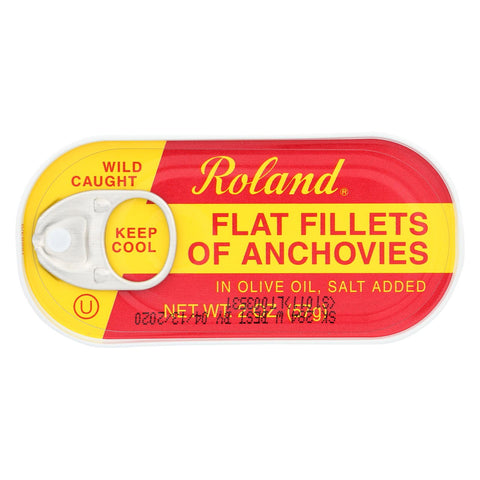 Roland Flat Fillets Of Anchovies In Olive Oil, Salted - Case Of 25 - 2 Oz.