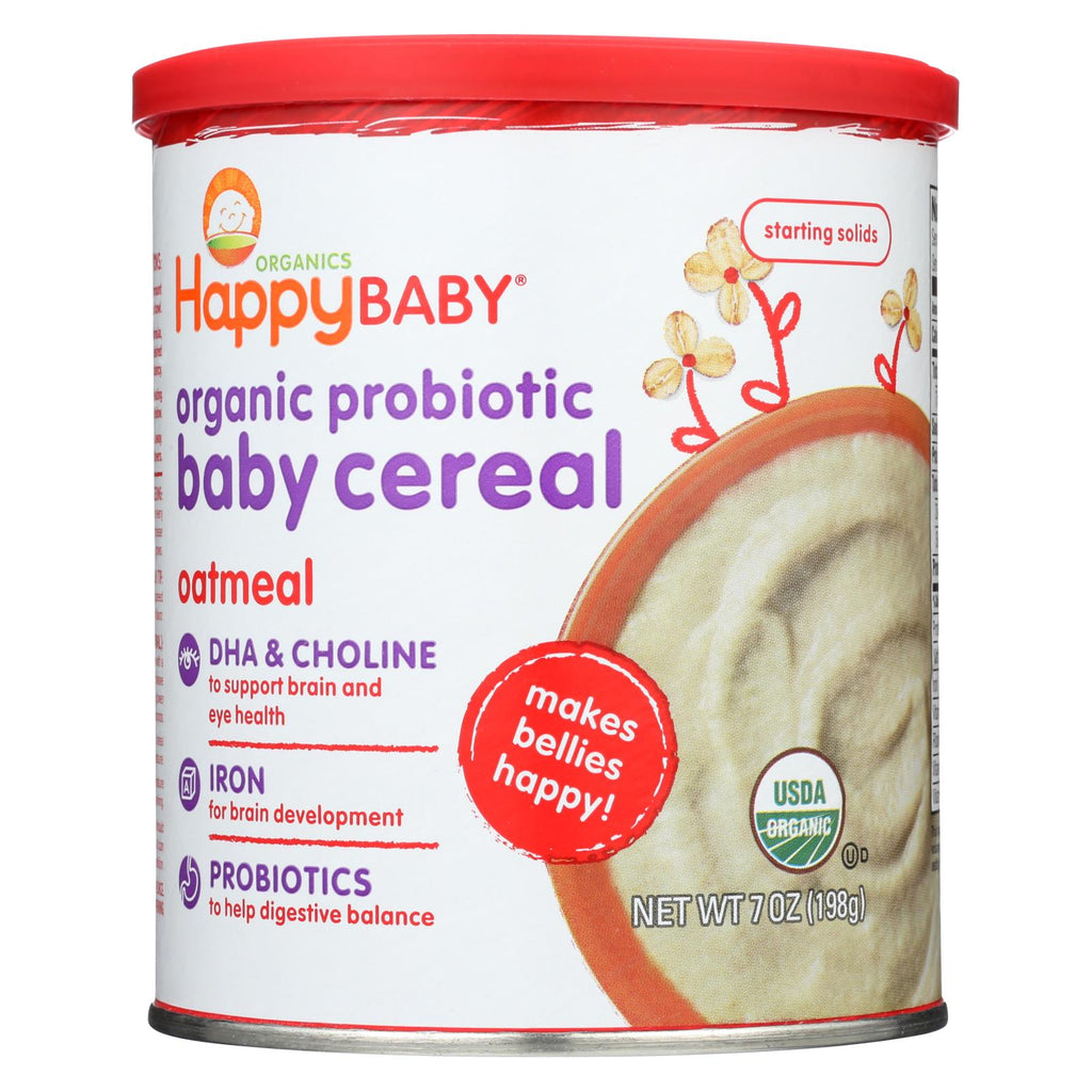 Happy Baby Happy Bellies Cereal - Organic Oatmeal - 7 Oz - Case Of 6