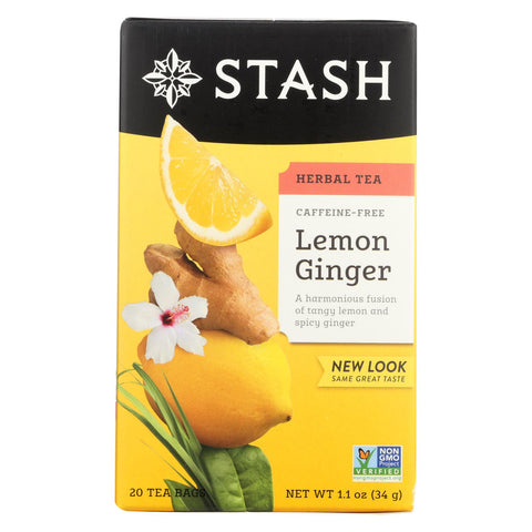 Stash Tea - Herbal - Lemon Ginger - 20 Bags - Case Of 6