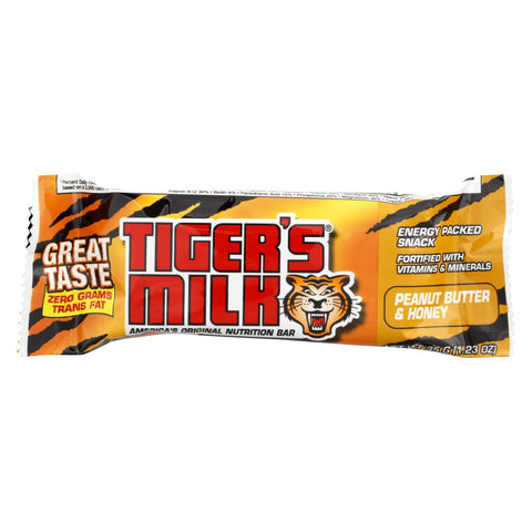 Tigers Milk Bar - Peanut Butter And Honey - 1.23 Oz - Case Of 24