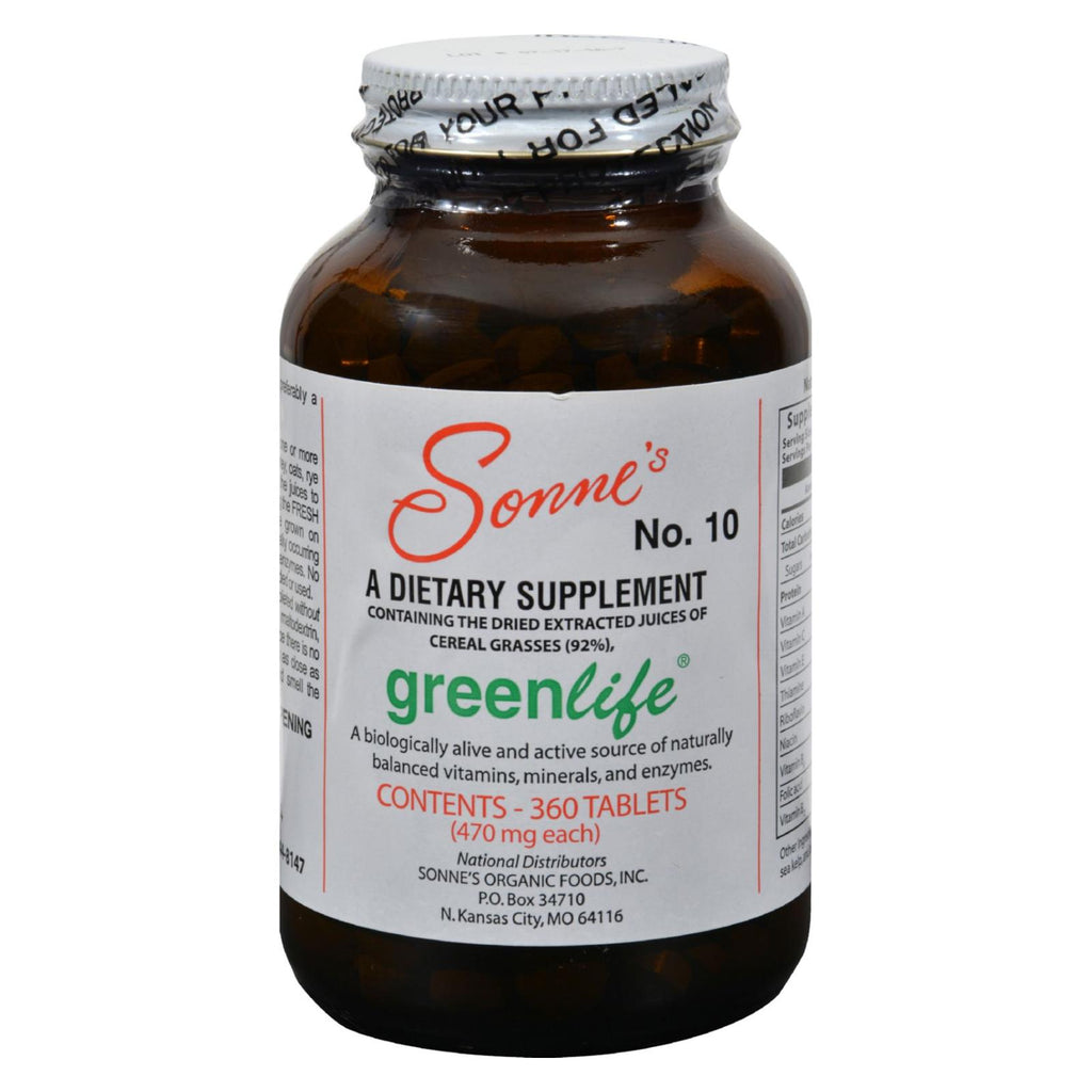 Sonne's Greenlife No 10 - 360 Tablets