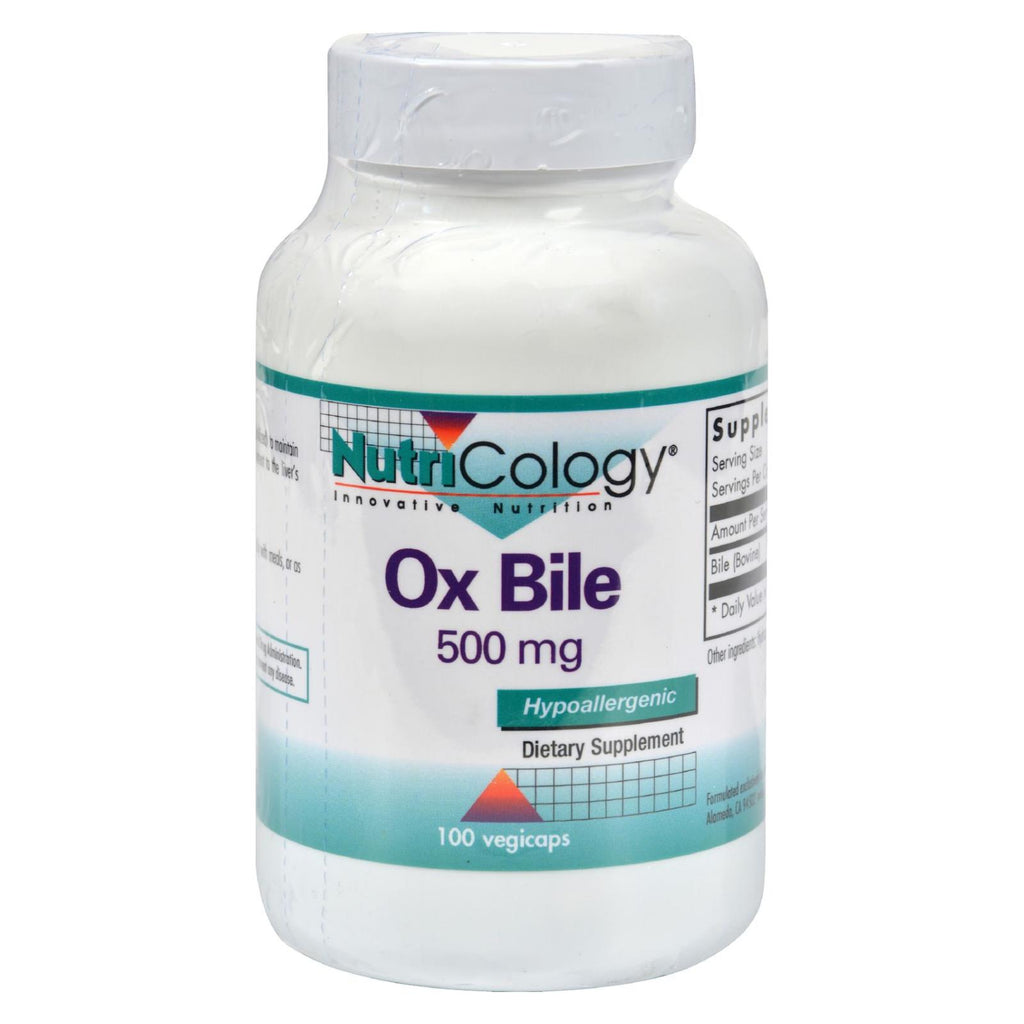 Nutricology Ox Bile - 500 Mg - 100 Vegetarian Capsules