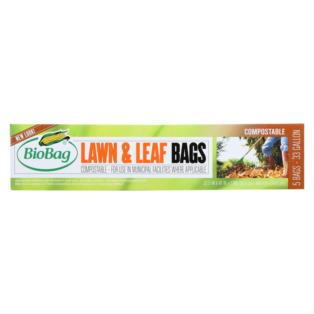 Biobag - 33 Gallon Lawn And Leaf Bags - Case Of 12 - 5 Count