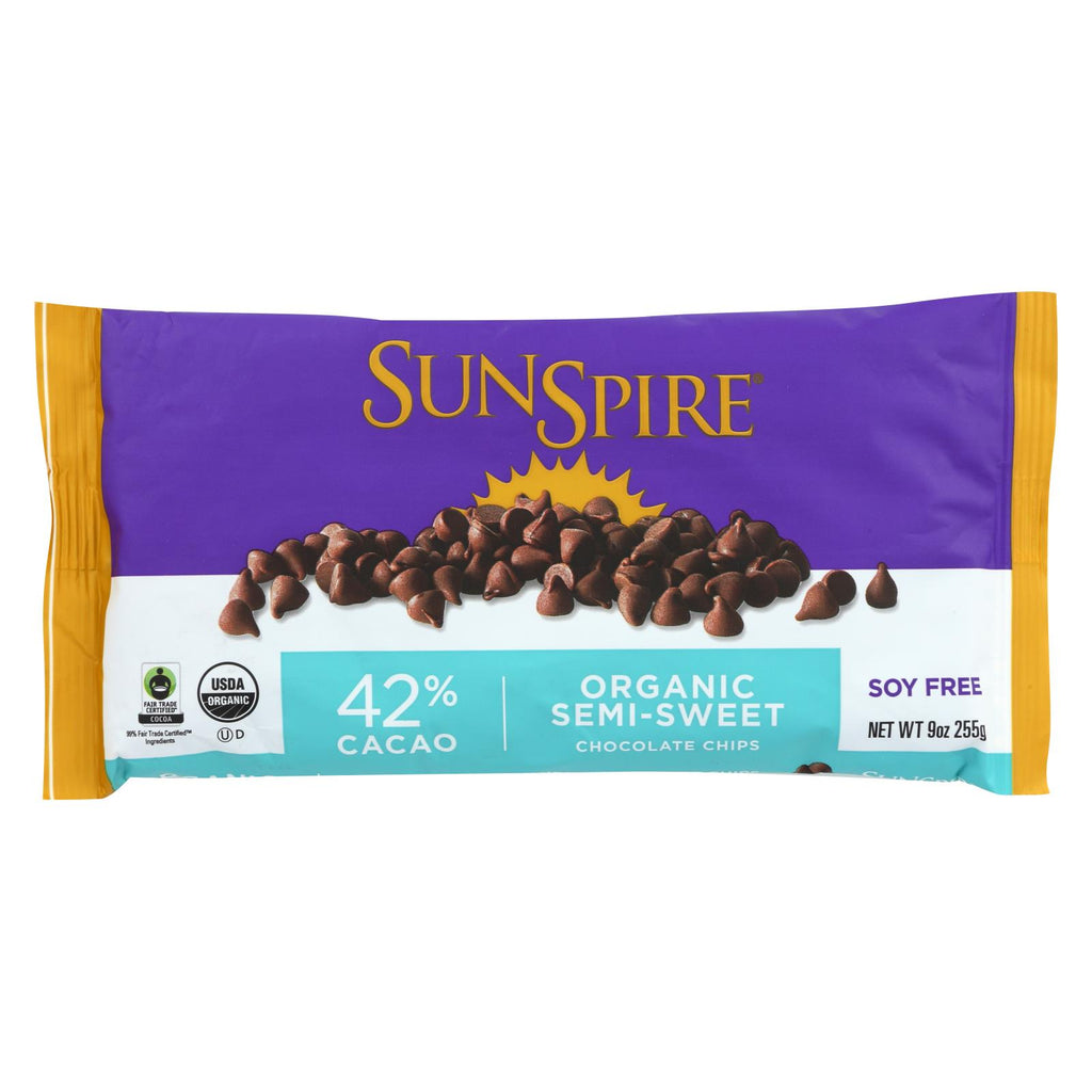 Sunspire Foods Chocolate Chips - Grain Sweetened Chocolate - Case Of 12 - 9 Oz.