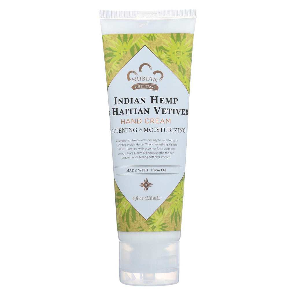 Nubian Heritage Hand Cream Indian Hemp And Haitian Vetiver - 4 Oz