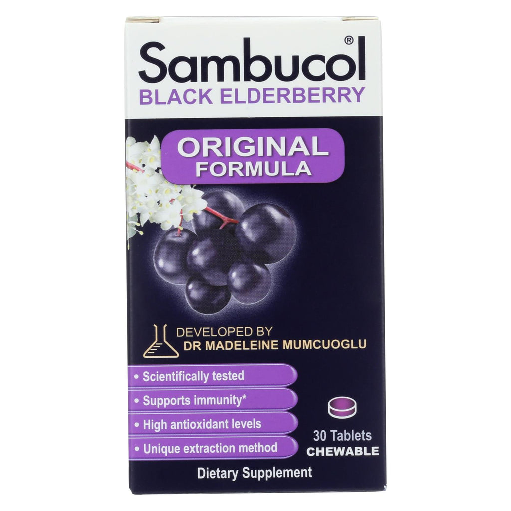 Sambucol - Black Elderberry Immune System Support - Original Formula - 30 Chewable Tablets