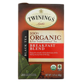 Twinings Tea - 100 Percent Organic - Breakfast Blend - 20 Bags - Case Of 6