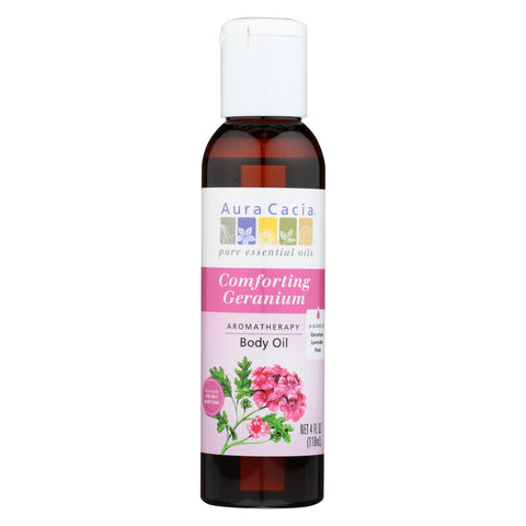 Aura Cacia - Aromatherapy Body Oil Comforting Geranium - 4 Fl Oz