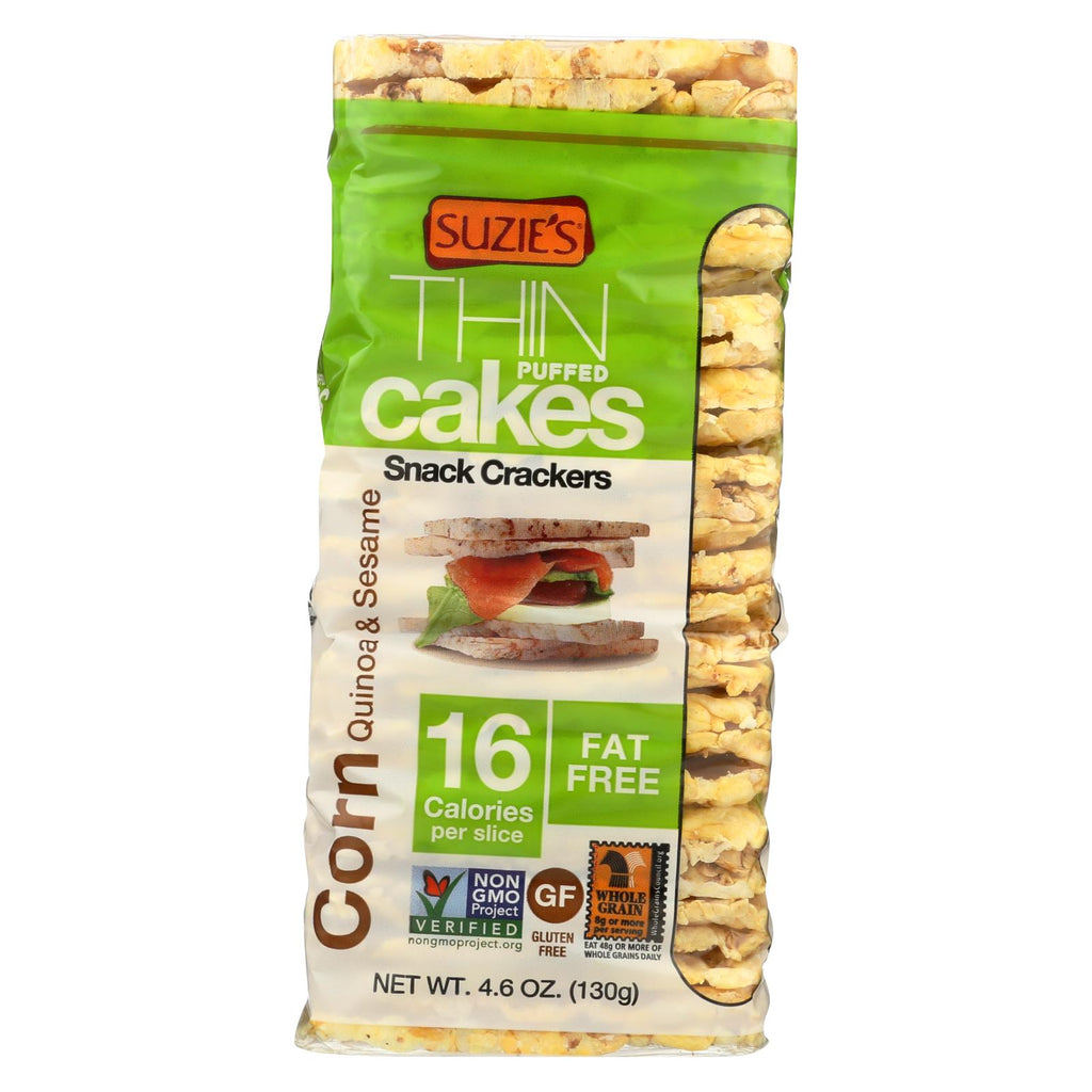 Suzie's Whole Grain Thin Cakes - Corn, Quinoa And Sesame - Case Of 12 - 4.6 Oz.