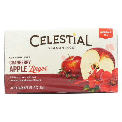 Celestial Seasonings Herbal Tea Caffeine Free Cranberry Apple Zinger - 20 Tea Bags - Case Of 6