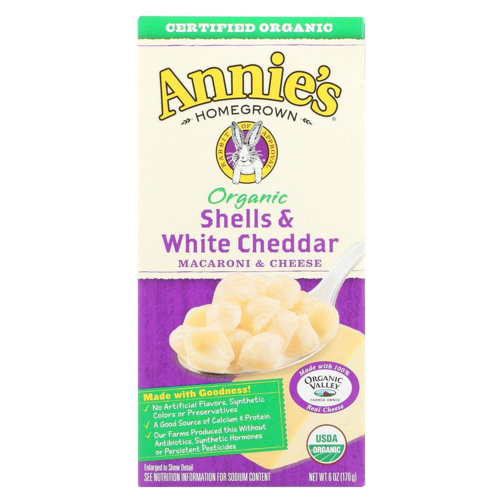 Annie's Homegrown Organic Shells And White Cheddar Macaroni And Cheese - Case Of 12 - 6 Oz.