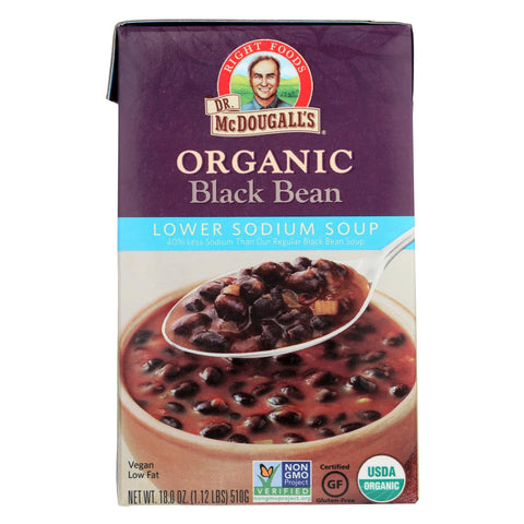 Dr. Mcdougall's Organic Black Bean Lower Sodium Soup - Case Of 6 - 18 Oz.