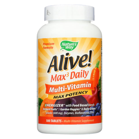 Nature's Way - Alive! Max3 Daily Multi-vitamin - Max Potency - 180 Tablets