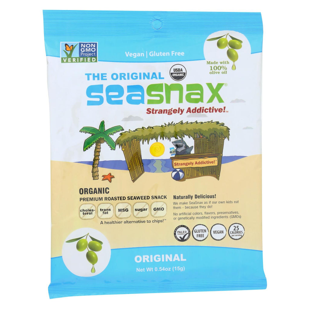 Seasnax Organic Premium Roasted Seaweed Snack - Original - Case Of 16 - 0.54 Oz.