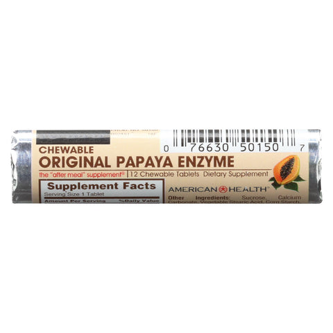 American Health - Original Papaya Enzyme Chewable - 12 Chewable Tablets Each - Pack Of 16 - Case Of 16