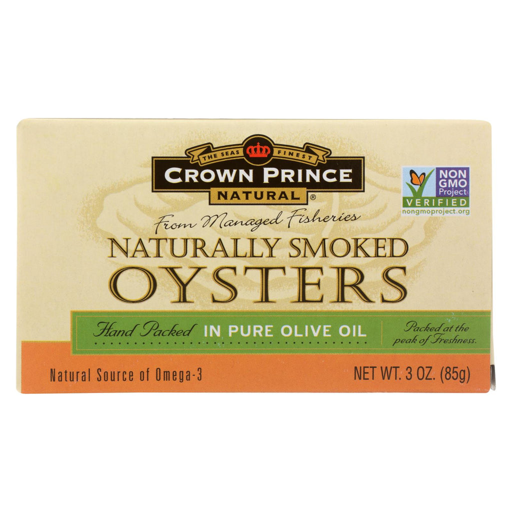 Crown Prince Oysters - Naturally Smoked In Pure Olive Oil - 3 Oz - Case Of 18