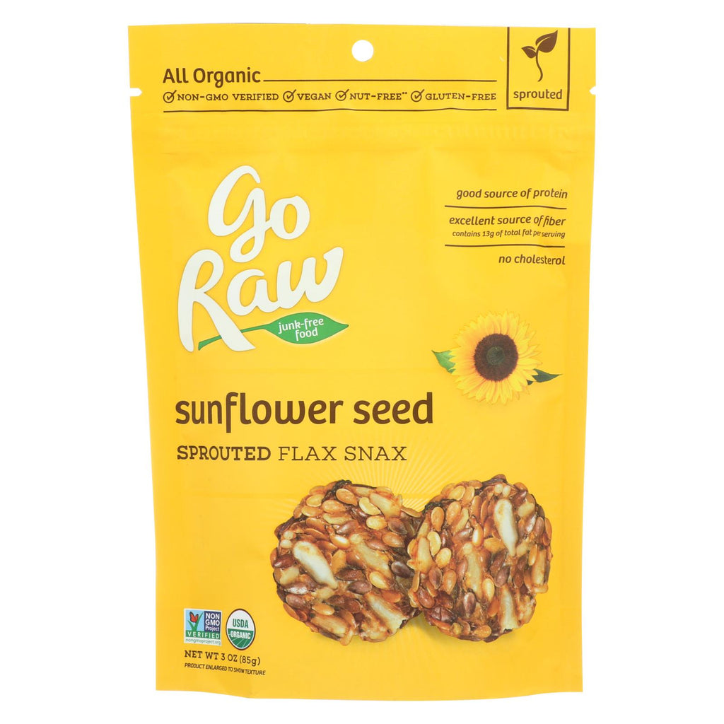 Go Raw - Organic Sprouted Flax Snax - Sunflower - Case Of 12 - 3 Oz.