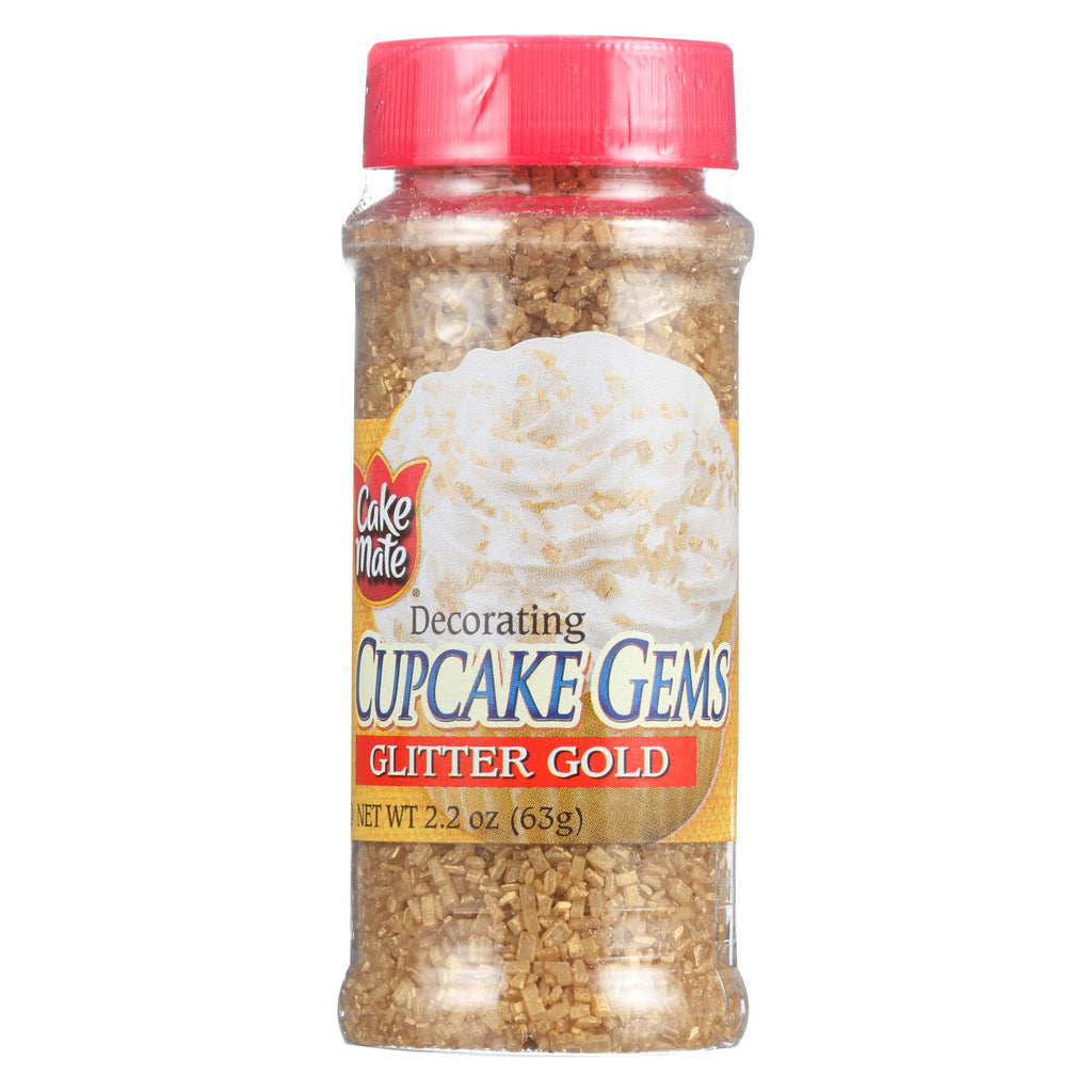 Cake Mate - Cake Decor - Cupcake Gems - Sugar - Glitter Gold - 2.2 Oz - Case Of 6