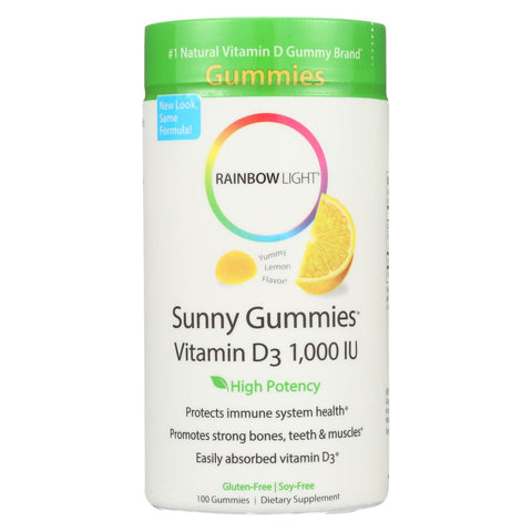 Rainbow Light Vitamin D Sunny Gummies Sour Lemon - 1000 Iu - 100 Gummies