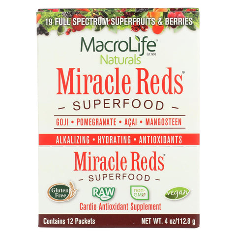 Macrolife Naturals Miracle Reds Antioxidant Super Food - 12 Packets Of .33 Oz