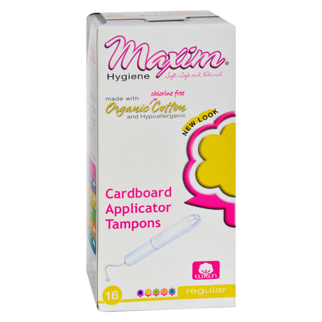 Maxim Hygiene Organic Cotton Cardboard Applicator Tampons Regular - 16 Tampons