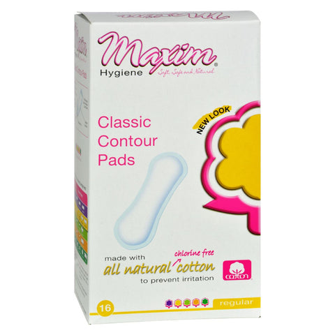 Maxim Hygiene Natural Cotton Classic Contour Sanitary Pads Regular - 16 Pads