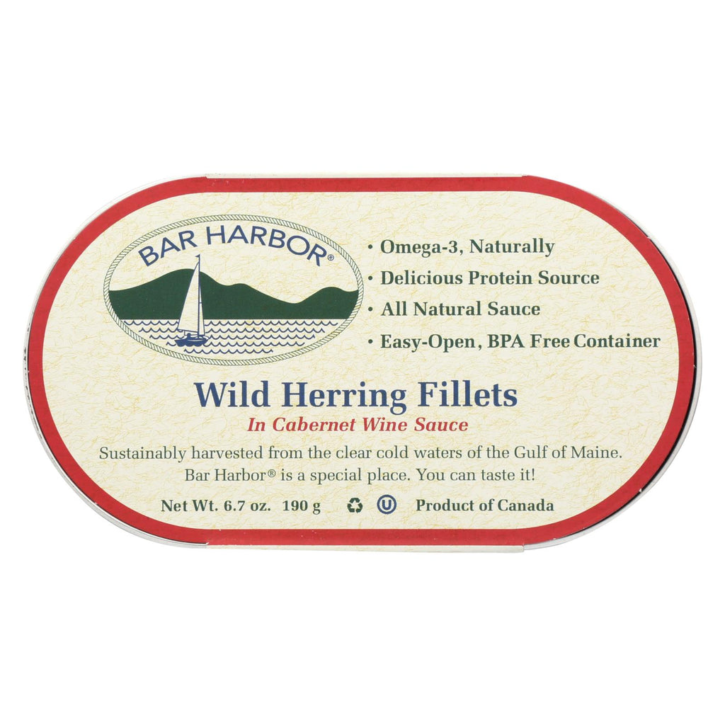 Bar Harbor - All Natural Wild Herring Fillets - Cabernet Wine Sauce - Case Of 12 - 7 Oz.