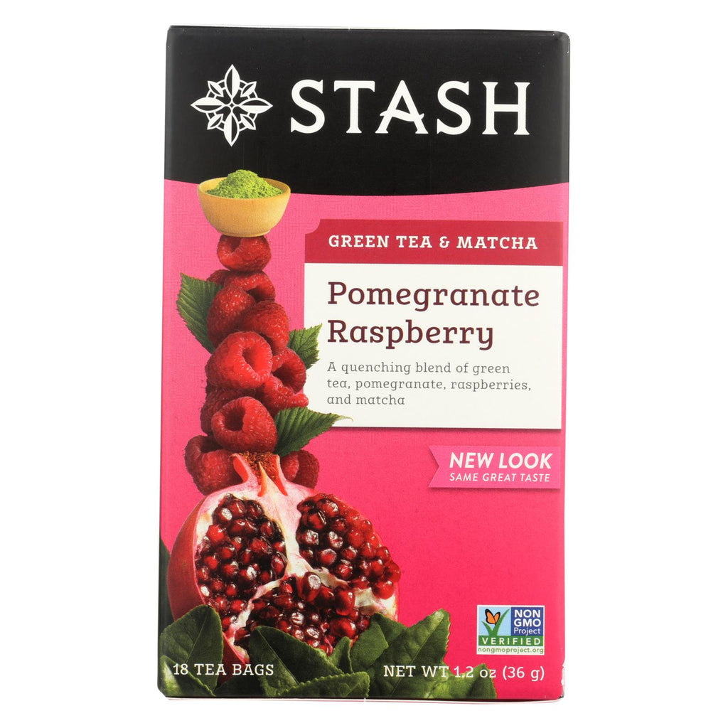 Stash Pomegranate Raspberry Green Tea With Matcha - 18 Tea Bags - Case Of 6