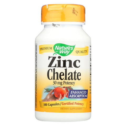 Nature's Way - Zinc Chelate - 30 Mg - 100 Capsules