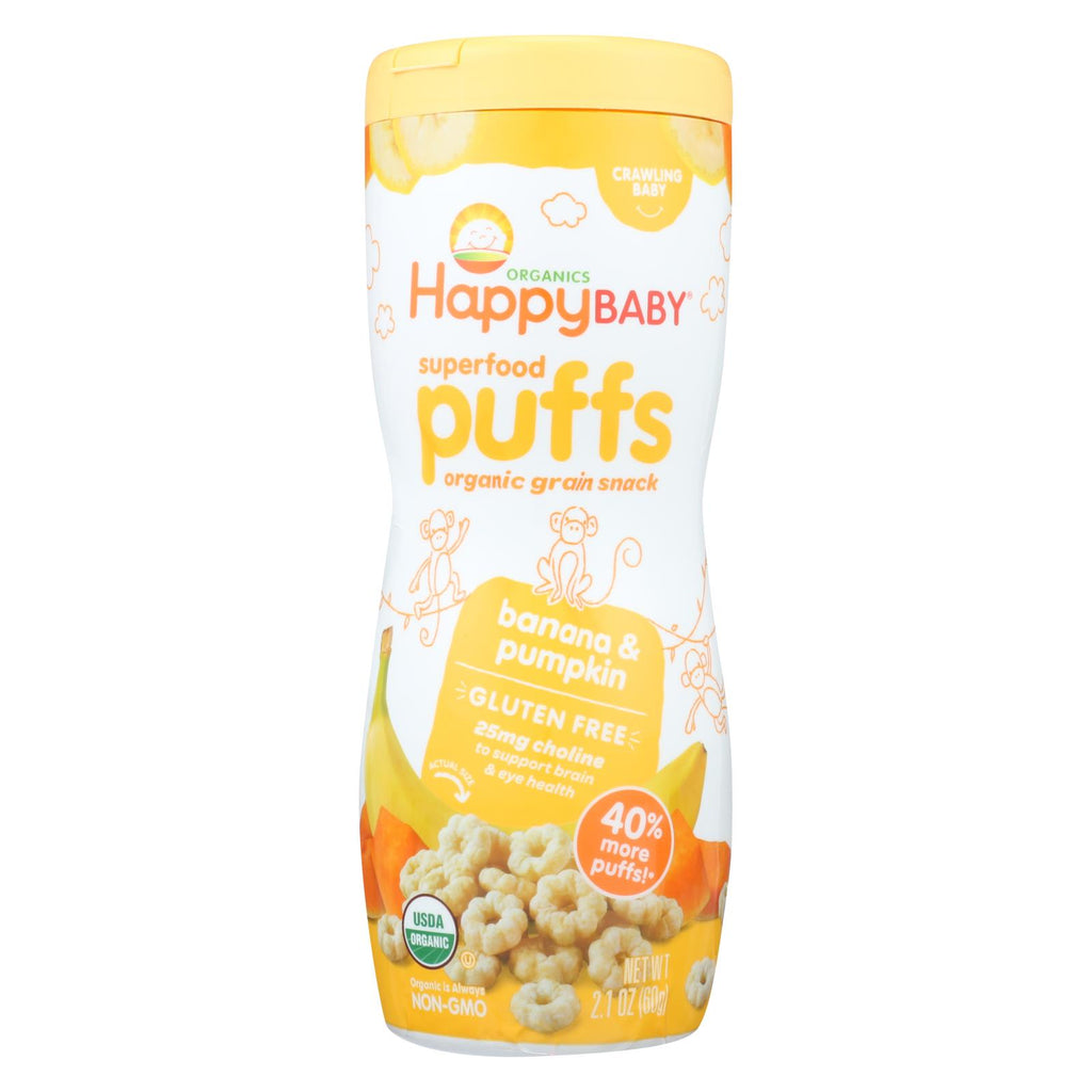 Happy Baby Organic Puffs Banana - 2.1 Oz - Case Of 6