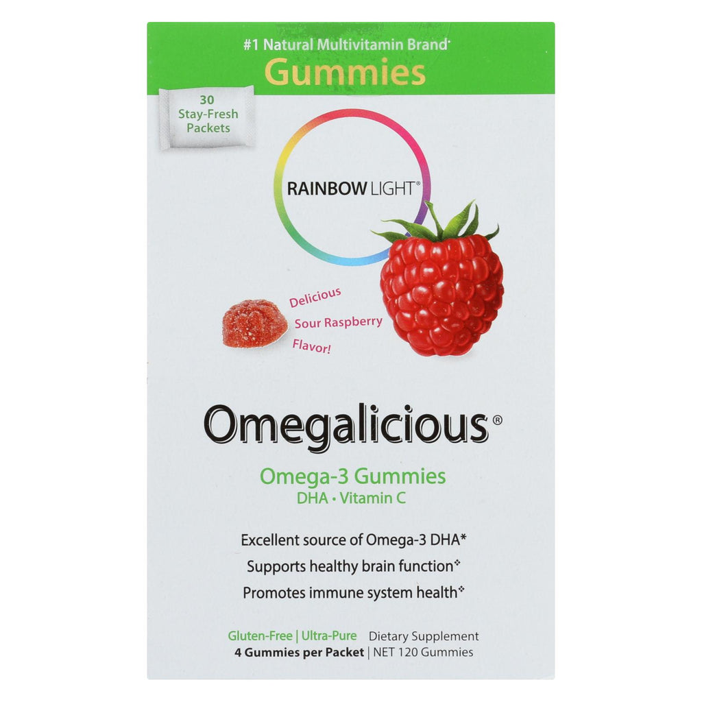 Rainbow Light Gummy Omegalicious Omega 3 Formula Sour Raspberry - 30 Packets