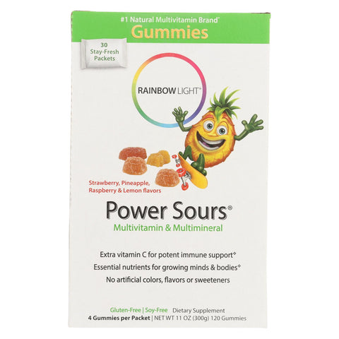 Rainbow Light Gummy Power Sours Multivitamin And Multimineral Sour Fruit - 30 Single Serve Packets