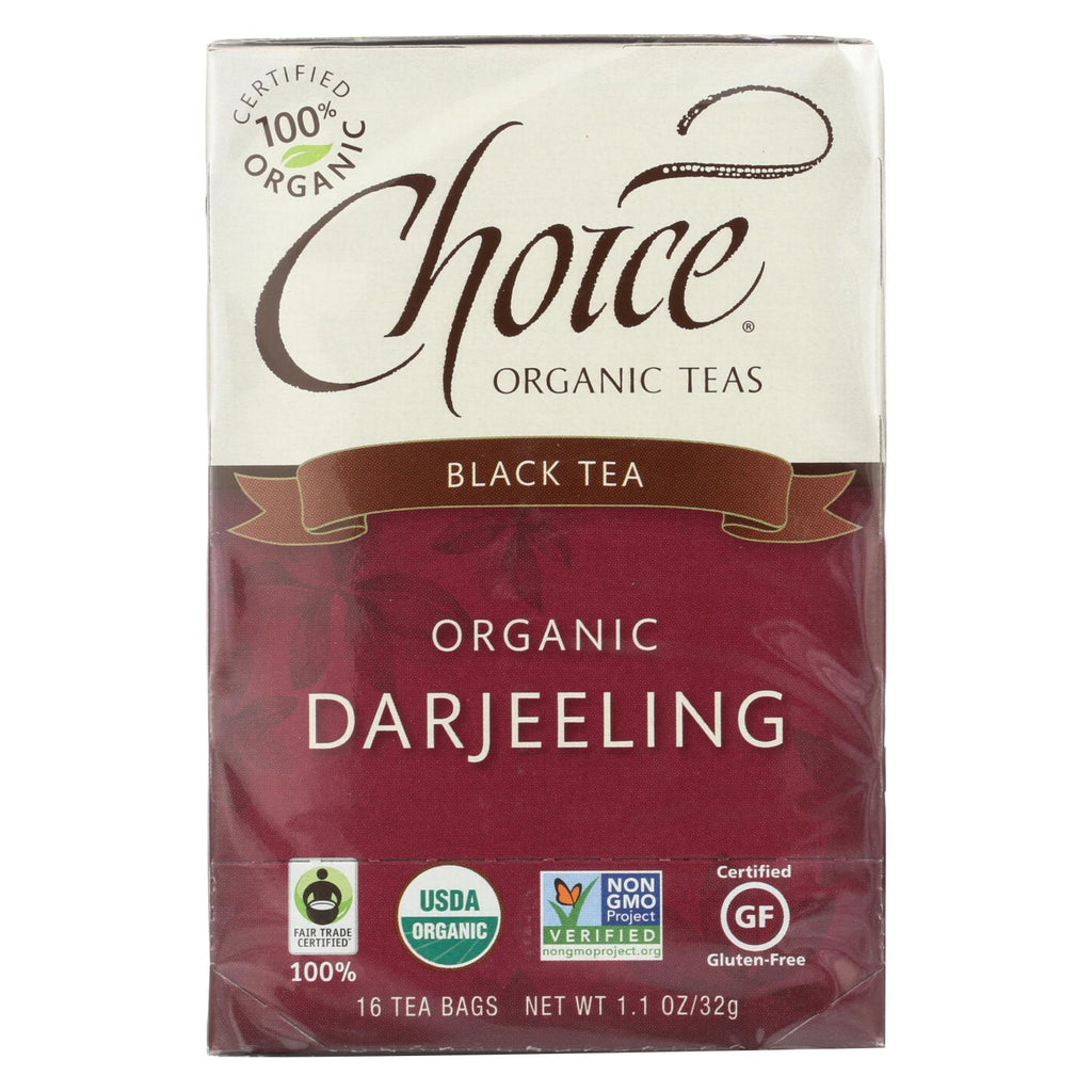 Choice Organic Teas Darjeeling Tea - 16 Tea Bags - Case Of 6