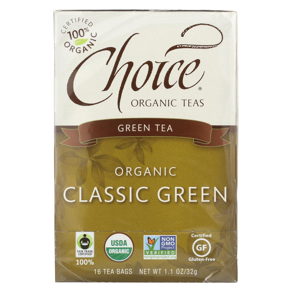 Choice Organic Teas Classic Blend Green Tea - 16 Tea Bags - Case Of 6