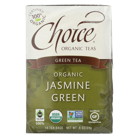 Choice Organic Teas Jasmine Green Tea - 16 Tea Bags - Case Of 6