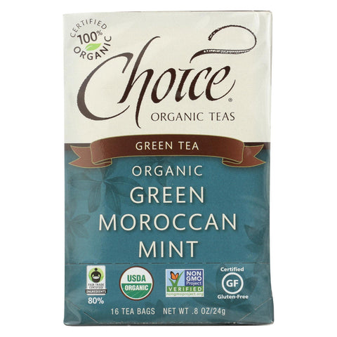 Choice Organic Teas Green Moroccan Mint Tea - 16 Tea Bags - Case Of 6