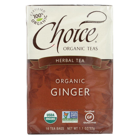 Choice Organic Herbal Tea - Ginger - Case Of 6 - 16 Bags