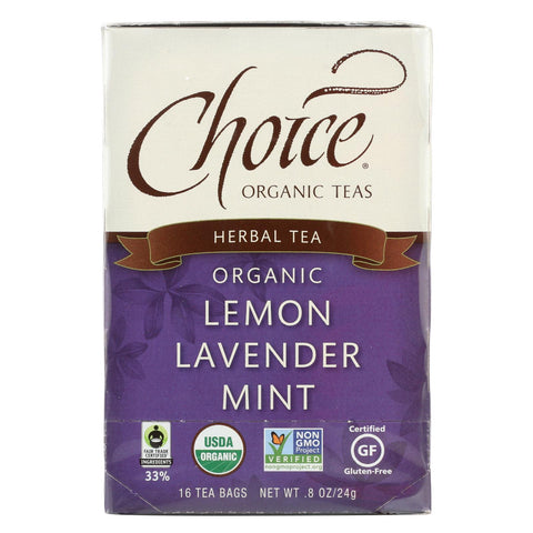 Choice Organic Herbal Tea - Lemon Lavender Mint - Case Of 6 - 16 Bags