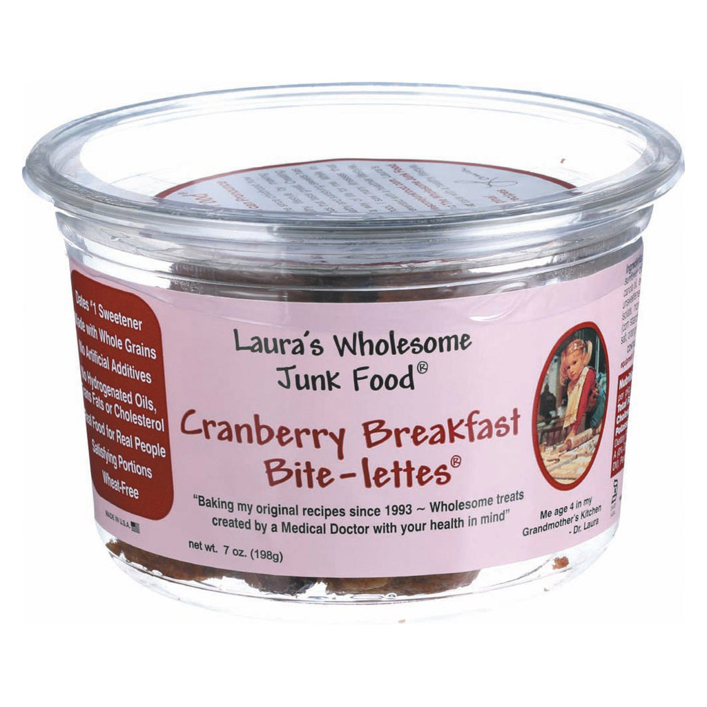 Laura's Wholesome Junk Food Cranberry Bite-lettes Breakfast - Case Of 6 - 7 Oz