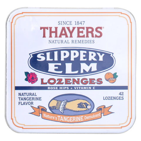 Thayers Slippery Elm Lozenges Tangerine - 42 Lozenges - Case Of 10