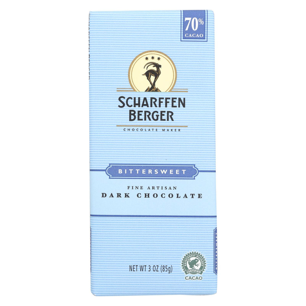 Scharffen Berger Chocolate Bar - Dark Chocolate - 70 Percent Cacao - Bittersweet - 3 Oz Bars - Case Of 12