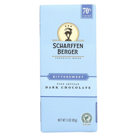 Scharffen Berger Chocolate Bar - Dark Chocolate - 70 Percent Cacao - Bittersweet - 3 Oz Bars - Case Of 12